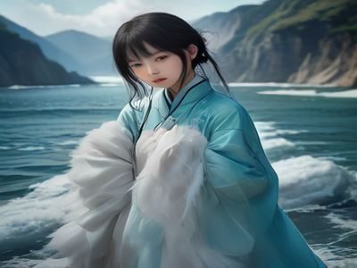 摄影棚内白色背景布前模特身着浅色连衣裙接受专业写真拍摄，柔光箱打出均匀暖光，画面质感清新细腻